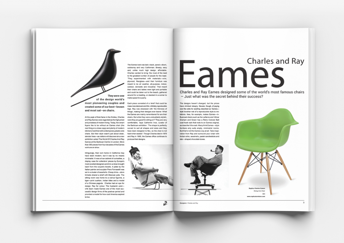 Charles and Ray Eames_Angelika Rynduch_TU Magazine spread_Graphic Design