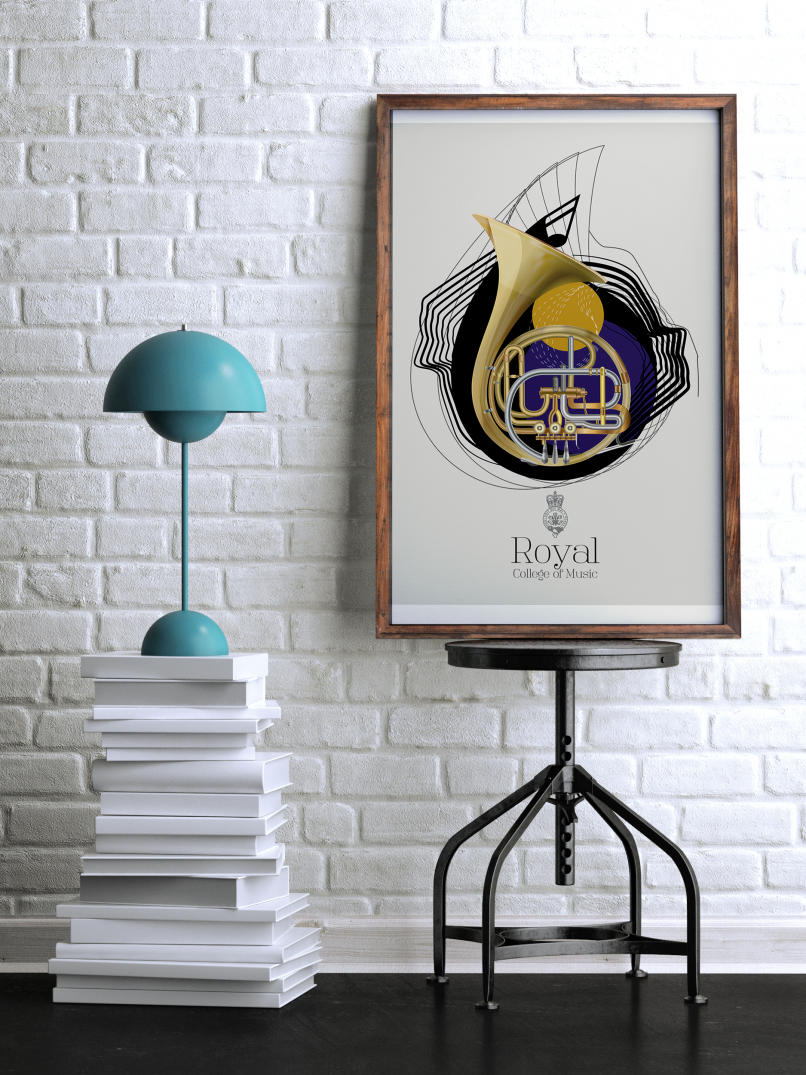 French Horn_Angelika Rynduch_poster_mockup_vector illustration