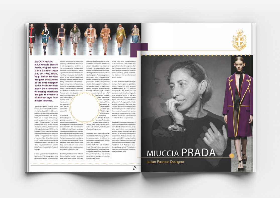 Miuccia Prada_TU Magazine spread_Angelika Rynduch_Graphic Design